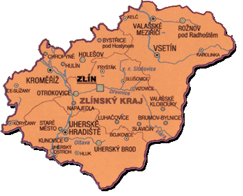 Zlin Map,  Moravia, Czech Republic